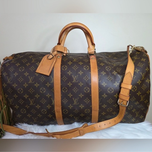 LOUIS VUITTON KEEPALL 60 BANDOULIERE TRAVEL BAG MONOGRAM - Picture 1 of 12